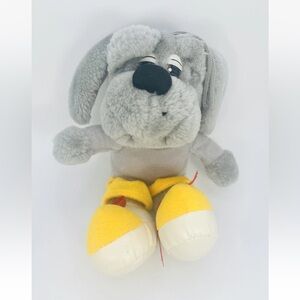 Vintage Amek Gray Hound Dog Plush Stuffed Animal Hanging Toy 10” HAS ISSUES